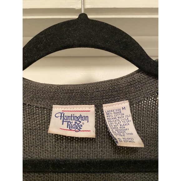 Vtg Cottagecore Cardigan Sweater Sz Medium Grey Goth Fall Whimsy 80s Embroidered - Picture 4 of 9